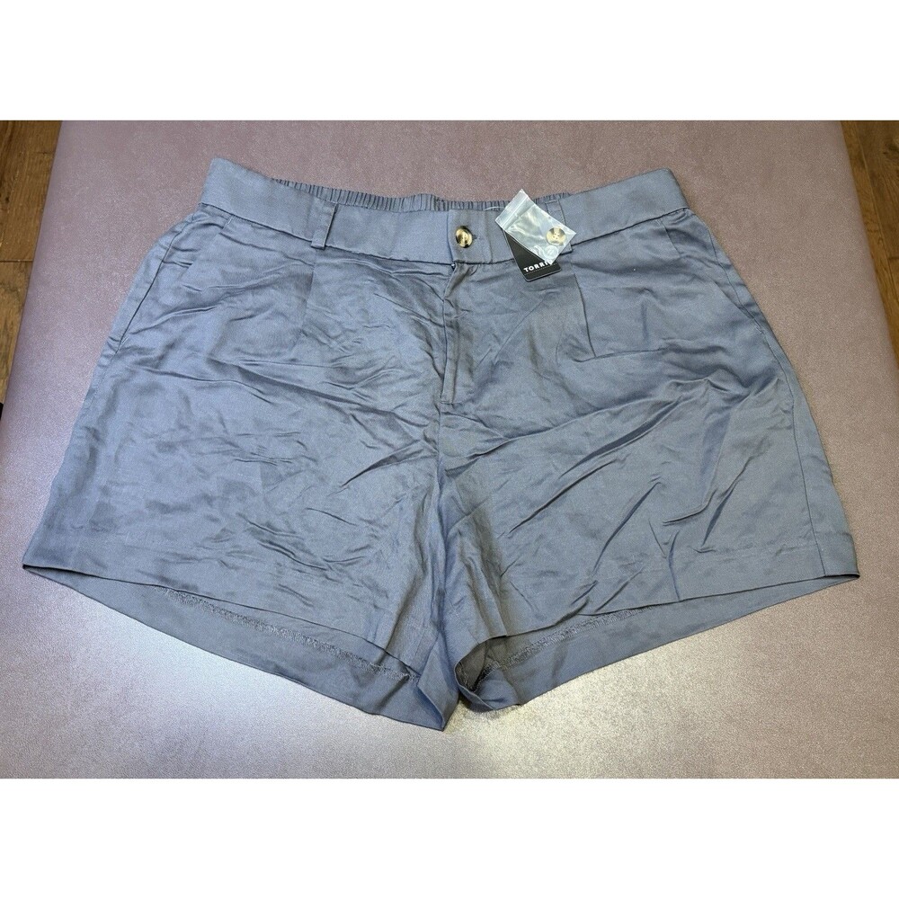 Torrid 5” Stretch Linen Blend High-Rise Shorts Women's Size 18 Grey Pockets NWT